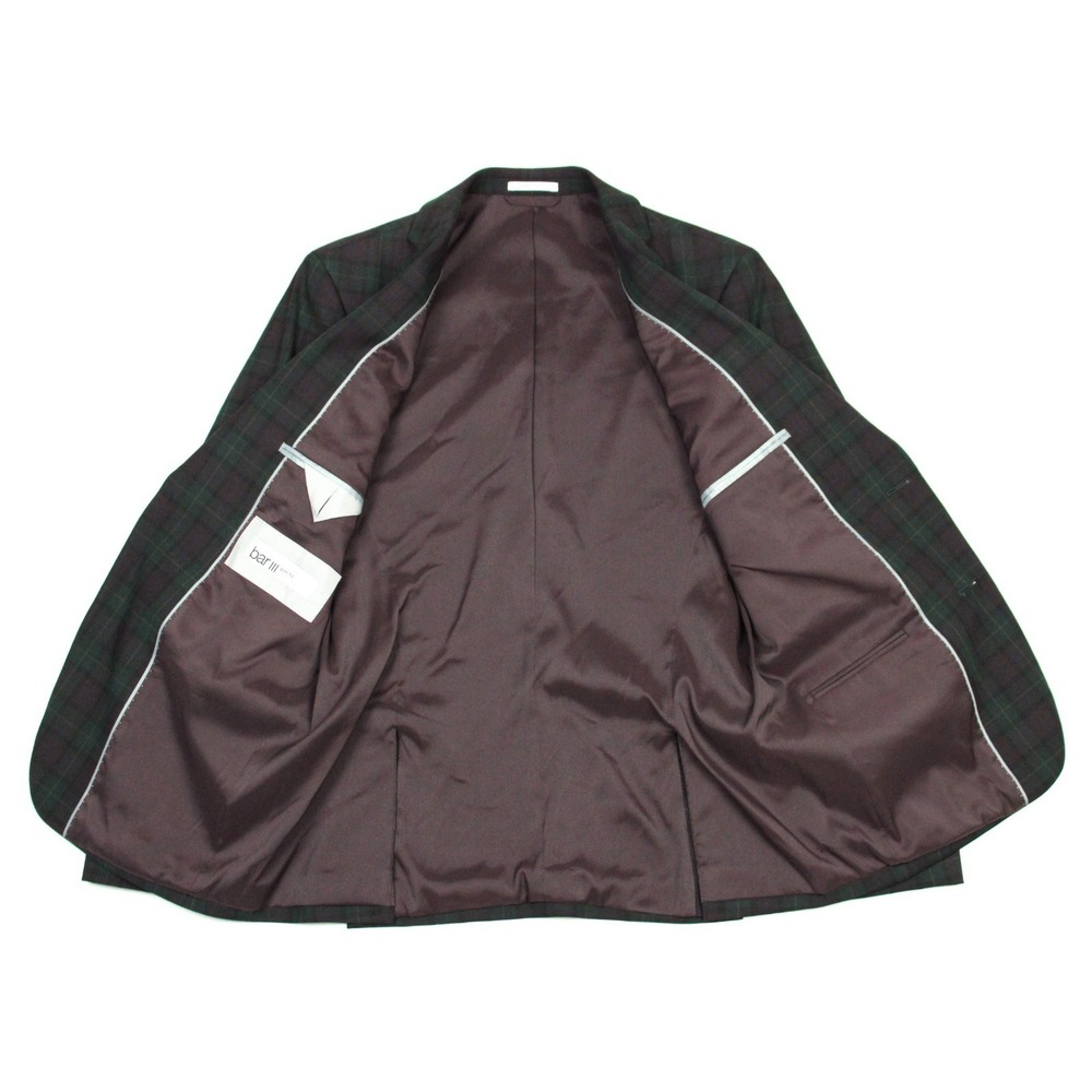 $425 Bar III Mens Green Burgundy Suit Jacket 42 L Slim Fit Wool Blend Stretch - Picture 10 of 10